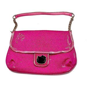 HELLO KITTY VINTAGE DISCO VIBE HOT PINK GLITTER CHAIN SHOULDER STRAP NEW